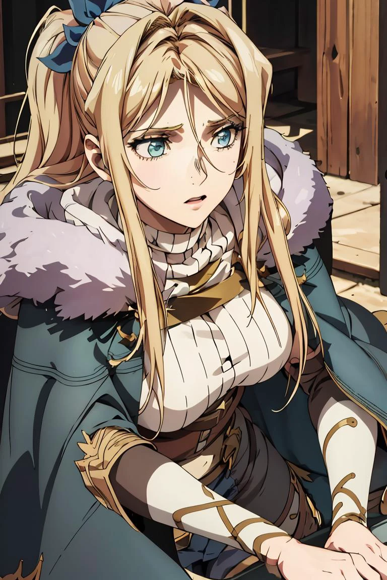 (masterpiece, best quality), 1girl, <lora:ChloeMorgan:1> chloemorgan, fur-trimmed cape