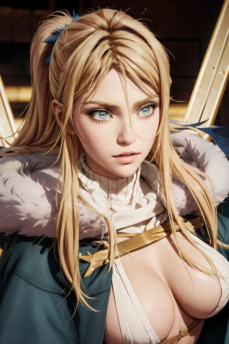 (masterpiece, best quality), 1girl, <lora:ChloeMorgan:1> chloemorgan, fur-trimmed cape