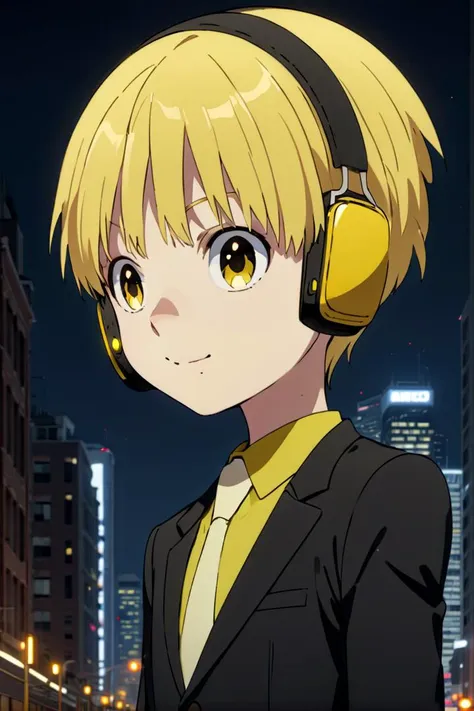 <lora:nobimaru-000009:0.7>
one *************** named nobimaru, standing alone in a city, he has amber colored eyes,  he has yellow hair and he is wearing yellow headphones,
he wars a black suit,
draw it in the style of Kemono Jihen,
The soft lighting and detailed surroundings create an immersive environment where imagination runs wild hyper-detailed,
hyper-detailed face, high quality visuals, dim Lighting, sharply focused, octane render, 8k UHD