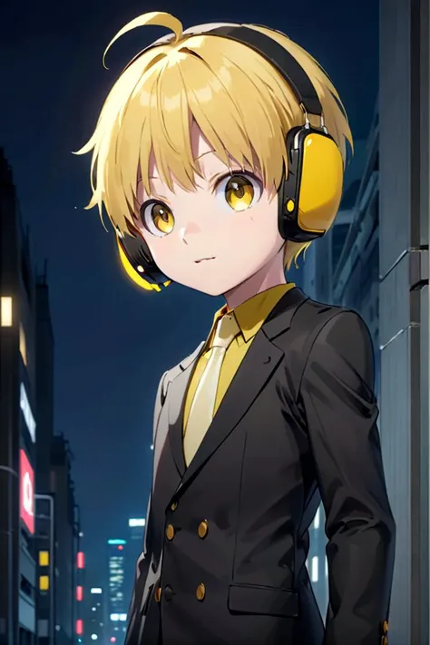 <lora:nobimaru-000009:0.7>
one *************** named nobimaru, standing alone in a city, he has amber colored eyes,  he has yellow hair and he is wearing yellow headphones,
he wars a black suit,
draw it in the style of Kemono Jihen,
The soft lighting and detailed surroundings create an immersive environment where imagination runs wild hyper-detailed,
hyper-detailed face, high quality visuals, dim Lighting, sharply focused, octane render, 8k UHD