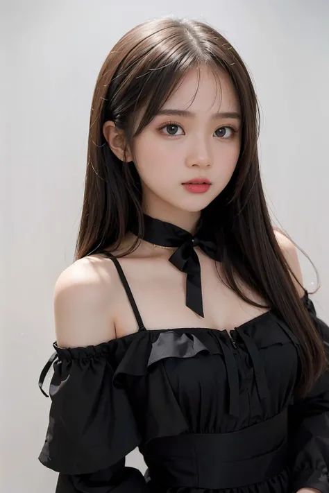 1girl, black  random formal attire, white background,   <lora:andweasoV1-02:1>