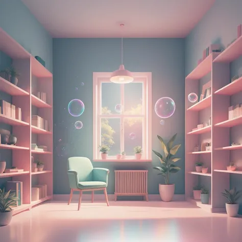 rz88p4stl, a ((Bookshelf)), bokeh, bubbles floating , spectrums, bubbles, glowing, detailed and intricate by John Atkinson Grimshaw and Albrecht Drer, ink illustration, hd, 4k, digital art, overdetailed art, concept art, complementing colors, trending on artstation, deviantart, by Greg Rutkowski, hyper detailed, octane render, cinematic lighting, magical atmosphere