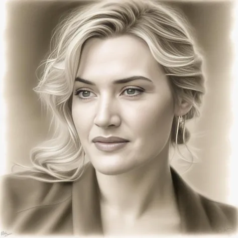 KateWinslet, <lora:KateWinslet,SDXL:1> > sketching on ivory paper with charcoal pencil, in the style of realistic hyper-detailed portraits, digital airbrushing, commission for, i can't believe how beautiful this is --ar 55:64 --s 750 --niji 5