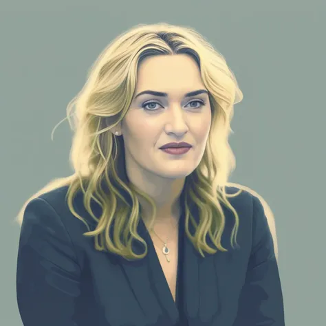 KateWinslet, photograph, Freelance buxom Romanian Woman, Judge, at Overcast, Simple illustration, Hopeful, Emopunk, film grain, film camera, F/14, wallpaper, photolab, (art by Brian Oldham:0.9) ,  <lora:KateWinslet,SDXL:1>