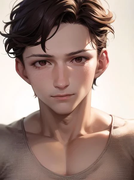 Very thin boy with weak and tired expression