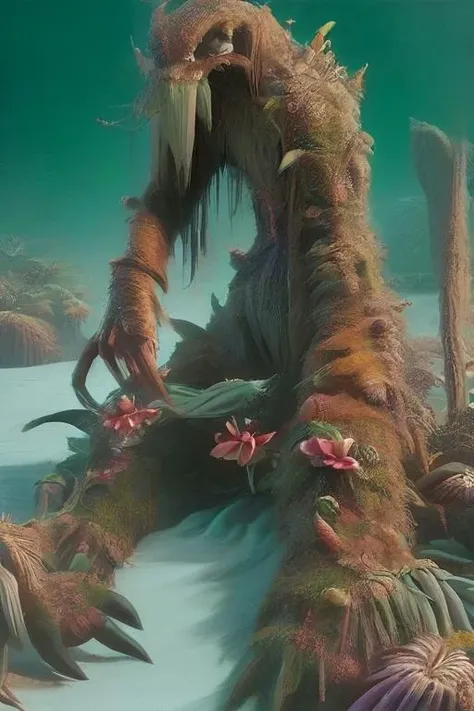 woman at the beach <lora:swamp monster:1> swamp monster