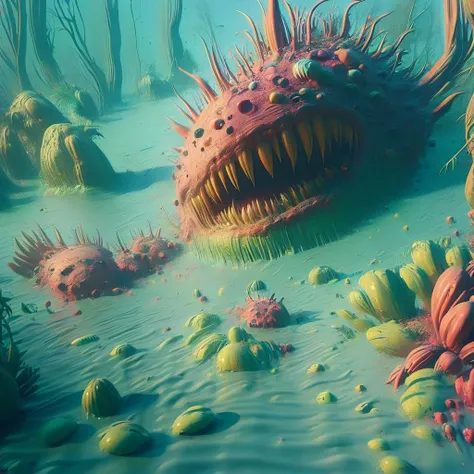 swamp monster,car <lora:swamp monster-000004:1>