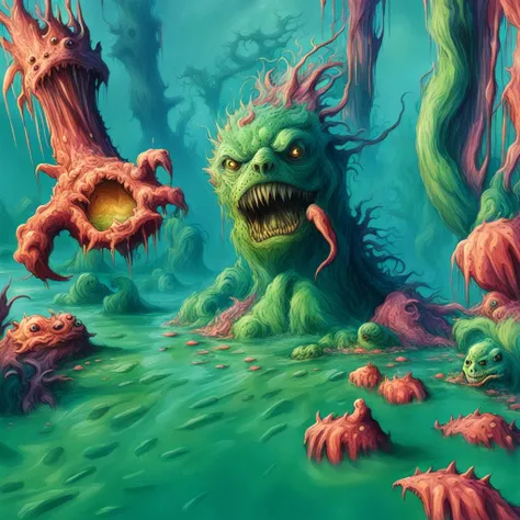 swamp monster,car <lora:swamp monster-000004:1>