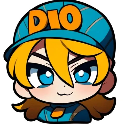 hair between eyes, cute, chibi, cute, hat, diego brando, 1boy, solo, blonde hair, blue eyes, v-shaped_eyebrows, masterpiece, best quality, ultra-detailed detailed, detailed digital artwork, hi res, beautiful, <lora:diego brando8:0.95> <lora:GenshinStickers:0.98>