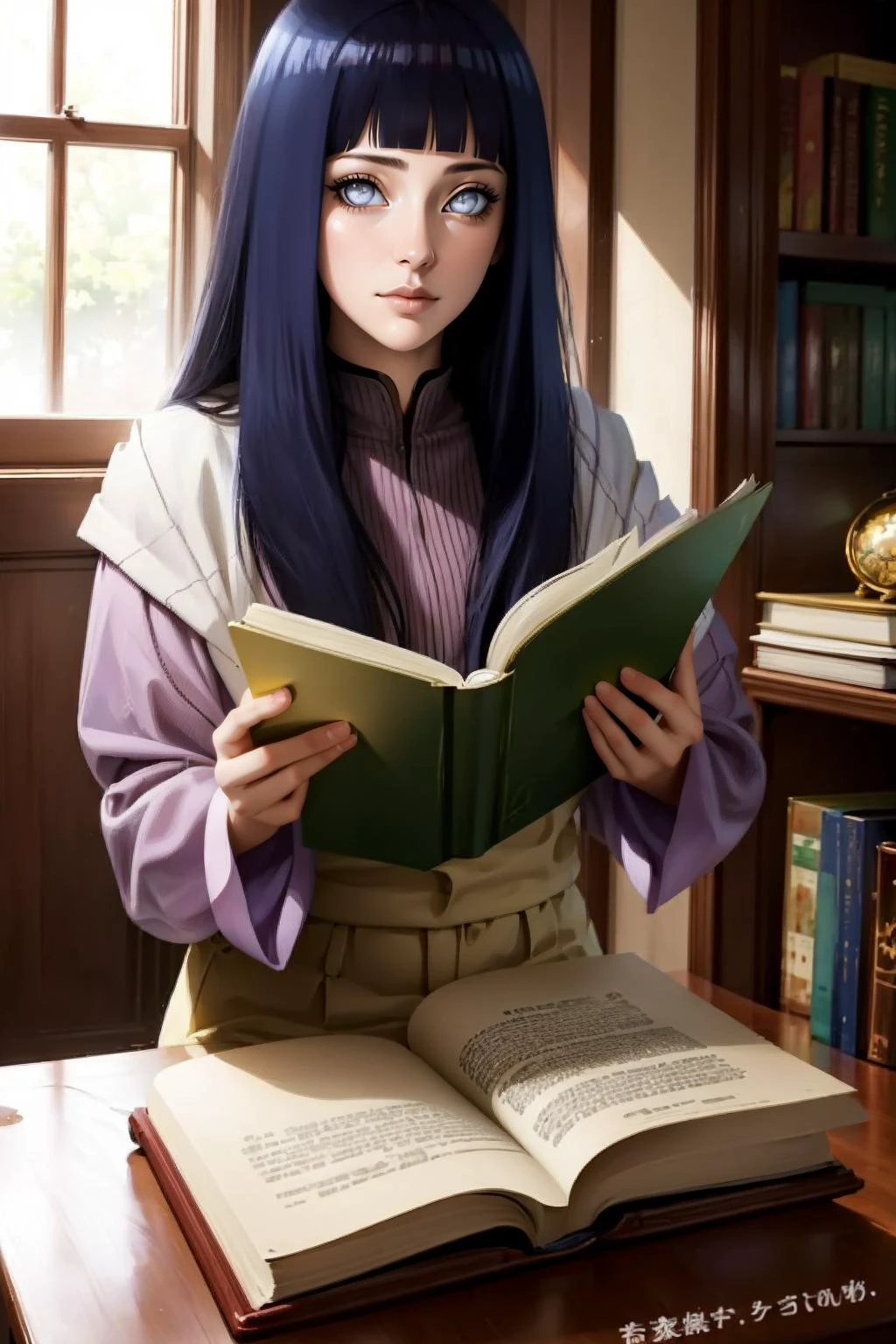 masterpiece, best quality, reading a book , <lora:hinata-10:.95> hinata2