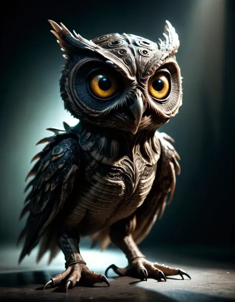 cinematic dark photo of a terrifying alien the looks like a owl/lizard (low key lighting:1.2), (shadows:1.6), <lora:Action-sdxl-V0.5:1> in a zdyna_pose, dutch angle <lora:ral-ertmsphr:1> ral-ertmsphr