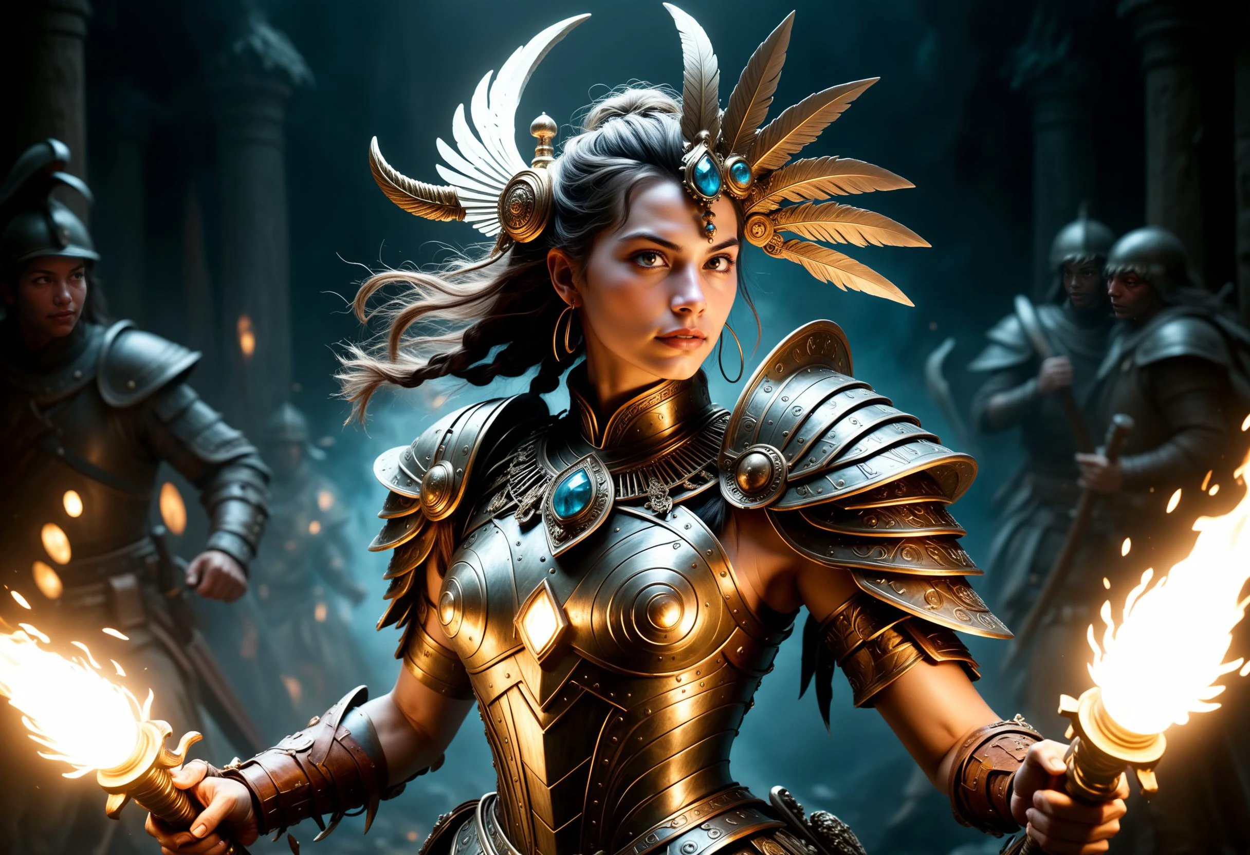 Hyper-maximalist, soft lighting, extremely intricate, female warrior, 1800s,