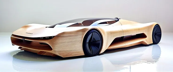 Minimalism c_car made of wood, masterpice, 8k,high speed, designed by the geatest designer ever lived, reflection, clean,,,, An art movement focusing on simplicity and reduction, often using geometric shapes and monochrome palettes.