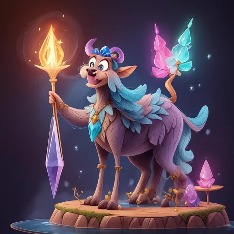 Fantasy Creature: <lora:add_detail:1>detailed expressive eyes, fantasy style, the magnificent spiny Wartwilly, a beast with avessational crystal snizzleplume gracefully strides through a realm of floating islands and sparkling waterfalls, its every climfrypowered murglewhammer casting spells of wonder, 3D Pixar style