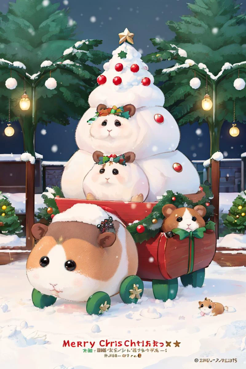 <lyco:MolCarStyle:0.9> hamster, guinea pig, molcar,
christmas town, a large tree in the center, street, guinea pigs, cute, snow, sleigh,
postcard,