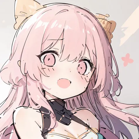 One 、Big Breasts、Pink Hair、Long Hair、Straight Hair、Ahoge、kind、Green heart eyes、Droopy eyes、短いPhimosisペニスをフェラ、Looking up、Smile、One Shota、First Person View、Phimosis