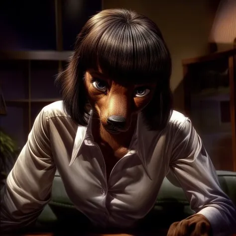 <lora:add_detail:1> add_detail, masterpiece, best quality, detailed, soft dim lighting,
anthro,
<lora:M14W4114CE, beautiful young woman, short hair, bobcut, wearing white shirt, wearing black pants:1.0> M14W4114CE, beautiful young woman, short hair/bobcut, wearing white shirt, wearing black pants, open eyes,