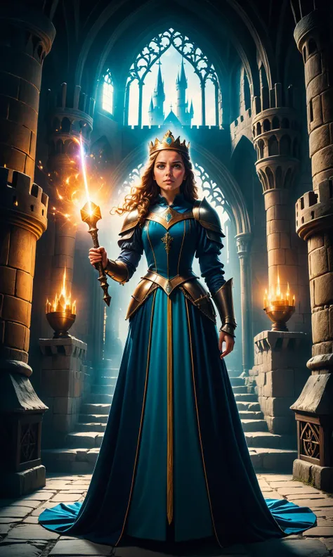 A auteous fantasy princess wielding powerful magic in the castle, surrounded by towering castles and towers of wizardry. Fantasyistic depiction portraying magical wonder & enchanted atmosphere reminiscent to medieval knights theme: high quality film grain with color graded cinematic flare for dramatic lighting effects while maintaining detailed symmetry <lora:Details:0.85>, 2000s vintage RAW photo, photorealistic, film grain, candid camera, color graded cinematic, eye catchlights, atmospheric lighting, imperfections, natural, shallow dof, High level of detail to create a photographic-like image, focusing on lighting, realistic textures, hyperdetailed.