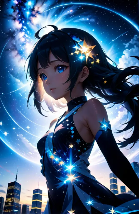 Japanese anime (8K, HDR, animation, real) a girl Starry intertwined cityscapeðï¸â¨, Starlight illumination and silhouette lightð ð¡, Stardust silver and deep sky blueðð, Peaceful and powerfulððª, Full-body portraits, fusion of human and cosmic elementsð¼ï¸ð¤ <lora:anime_sdxl_v2:0.6> <lora:xl_more_art-full_v1:0.3>
and <lora:shadow-XL:0.7> ladyshadow