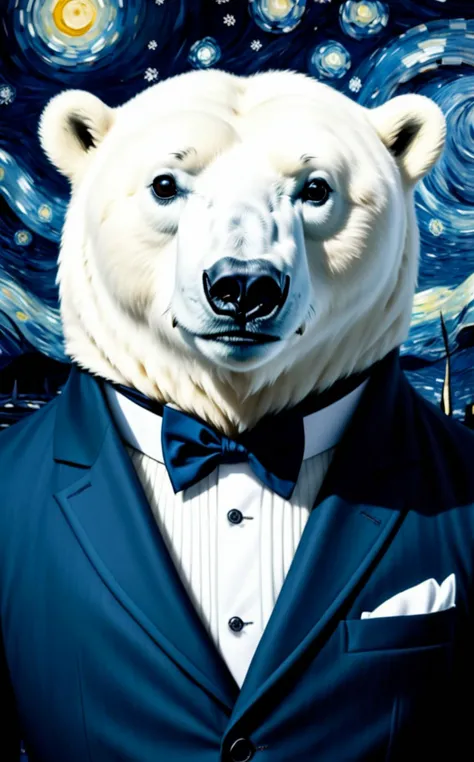 Style Mr Jack, Polar Bear Animal Starry Night Portrait