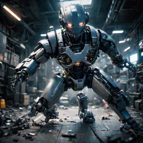 a robot attacking camera, realistic photo, <lora:LCM_LoRA_Weights:0.65>, high quality, SimplePositiveXLv2, masterpiece, best quality, unreal engine, 8k, 4k, extremely clear, ultra detailed, cinematic film still, shallow depth of field, vignette, highly detailed, Hollywood movie