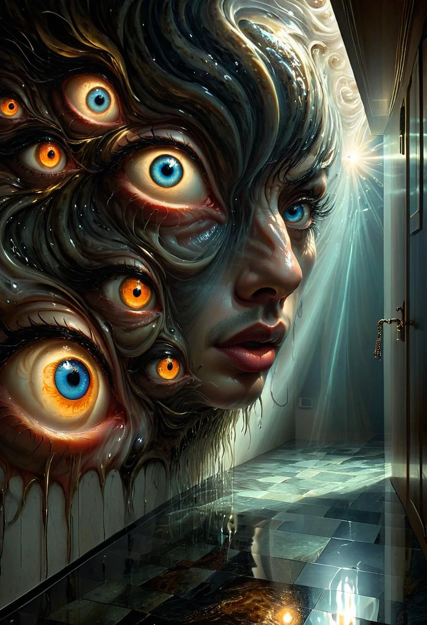 (masterpiece), (best quality), Yet millions of eyes can see
Yet why am I so blind
When the someone else is me
It's unkind, it's unkind
<lora:XSfenlie:1> fenliexl, mixed media, surrealism <lora:HorrorAI:0.55> BioPunkAI, ManyEyedHorrorAI, TrypophobiaAI <lora:CarnageStyleXL:0.55> CarnageStyle <lora:EnvyNIghtmareXL01:0.55>, masterful composition, dynamic volumetric lighting, ray_tracing, reflection,