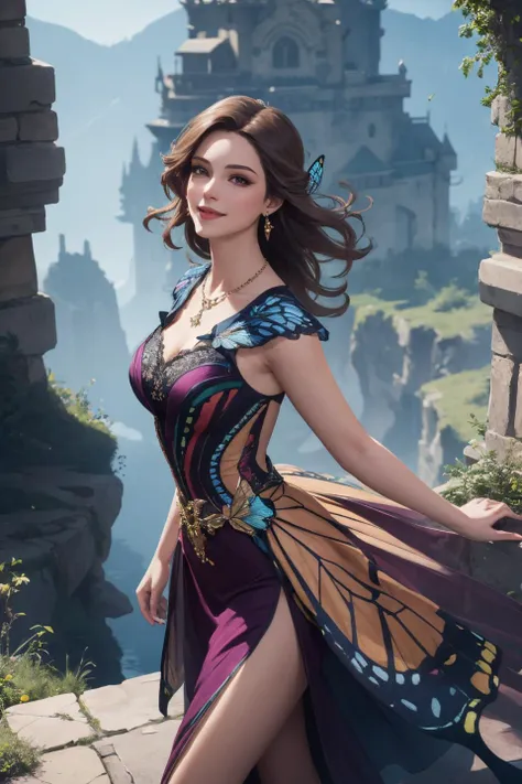 (super_beautiful_detailed masterpiece best_quality unity_8k_wallpaper highres absurdres background), depth of field, perfect lighting, cinematic shadows, BREAK
(super_perfect_good anatomy head face fingers limbs arms hands legs, slender, constricted waist), BREAK
(super_beautiful_detailed 1girl body gigantic_long_sagging_breastss hair elongated_eyes nose mouth skin), happiness, smile, solo, BREAK
(super_beautiful_detailed butterfly_dress earrings necklace), <lora:butterfly_dress-1.0:1>, fantasy, (hair pose beautiful_cinematic_angle scenery background wonderful_match_dress)