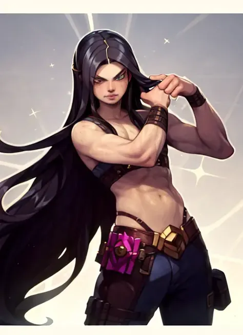 1boy,  very long hair, (black hair:1.05), two_tone_hair, ((darius cosplay)) \(league of legends\), solo, legendary, colorful refraction, disheveled hair, marvelous illustration, detailed splash, masterpiece, best quality, (magical:1.1), ray tracing, (intricate detailed:1.2), (ultra detailed:1.2), (detailed light), (colorful background), pose, foreshortening,   <lora:cyancapsuleStyle_cyancapsuleStyleV1:1>
