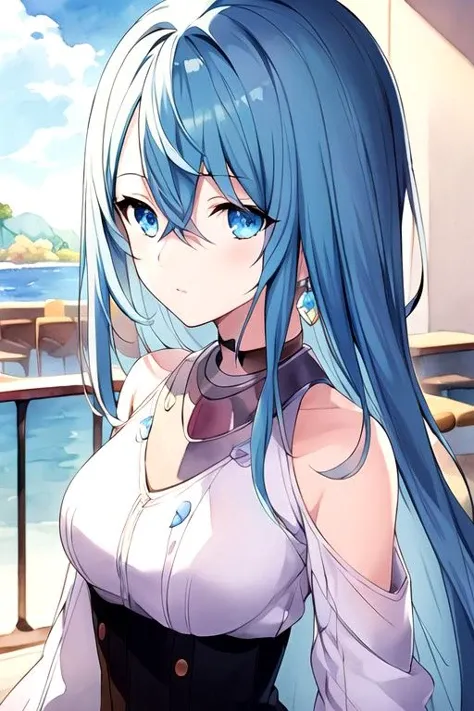 (best quality:1.1), (masterpiece:1.4), wallpaper, , upper body, , (watercolor illustration, soft pastel colors:1.1), (anime:1.4), 1girl, solo, <lora:schnee_synduality_noir:0.78>, schnee_synduality_noir, blue hair, blue eyes, long hair, , hair between eyes, , neverland: A lost island where children can stay forever young,