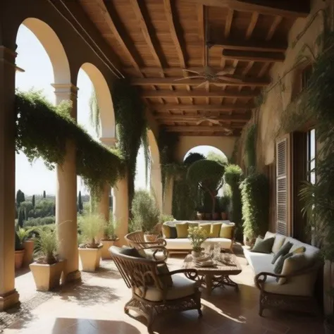 <lyco:Italian_style_interior_design_Sa_May:1.0> Italian style interior design of terrasse