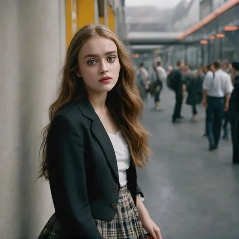 <lora:sadie_lora_sdxl_v4:1>,close-up headshot of ((ohwx woman)), ,a girl standing alone, corridor, unlit transit station, dark night, film grain, depth of field, analog film style, vivid color, 1girl, upper body,
(looking at the viewer:1.2),
long hair, blond, plaid skirt, fog, (night, dark, dark photo, grainy, dimly lit:1.3), best quality, high quality, (realistic), (absurdres:1.2), UHD, ultrarealistic, noise,
<lora:offset_0.2:1>
soft skin, (flying butterflies:1.2),
long messy hair,
film grain, depth of field, analog film style,
editorial photo, woman, wide hips,
(best quality:1.2), absurdres, BLOOM, fog,
shot on Fujifilm Superia 400, Short Light, 32k, cinematic composition, professional color grading, film grain, atmosphere, wondrous, very sunny,
motion blur,
