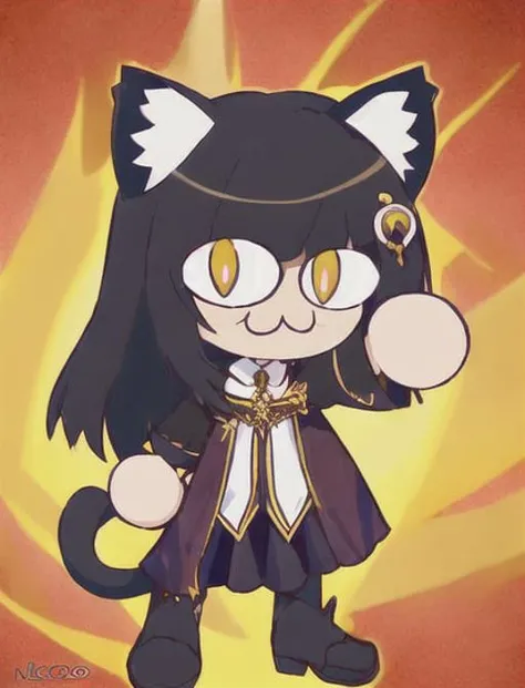 1girl, full body, neco-arc, :3, cat ears, chibi, cat girl, cat tail, solo, slit pupils,  <lora:necoArcCharacters_necoArcv3final:1>