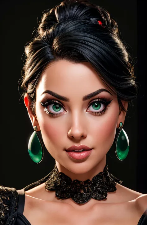<lora:Adeline_Dupont:1> black updo hair, green eyes, mature, full lips, high quality photography, 3 point lighting, flash with softbox, 32k, Canon EOS R3, hdr, smooth, sharp focus, high resolution, award winning photo, 80mm, f2.8, bokeh <lora:add_detail:1> <lora:p3r3zstyle_v3:0.6>