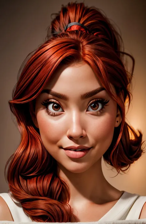 <lora:Coral_Miller:0.8> red hair, ponytail, wavy hair, brown eyes, high quality photography, 3 point lighting, flash with softbox, 32k, Canon EOS R3, hdr, smooth, sharp focus, high resolution, award winning photo, 80mm, f2.8, bokeh <lora:add_detail:1> <lora:p3r3zstyle_v3:0.6>