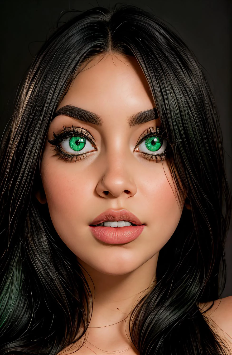 <lora:Massie_Katz:1> black long hair, light green eyes, full lips, high quality photography, 3 point lighting, flash with softbox, 32k, Canon EOS R3, hdr, smooth, sharp focus, high resolution, award winning photo, 80mm, f2.8, bokeh <lora:add_detail:1> <lora:p3r3zstyle_v3:0.6>