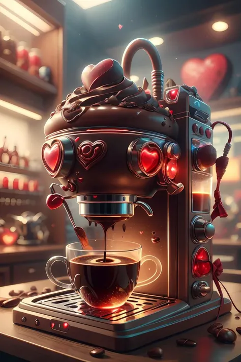 valentinetech,scifi,tasty details,coffee machine,<lora:ValentineTech-18:0.8>,