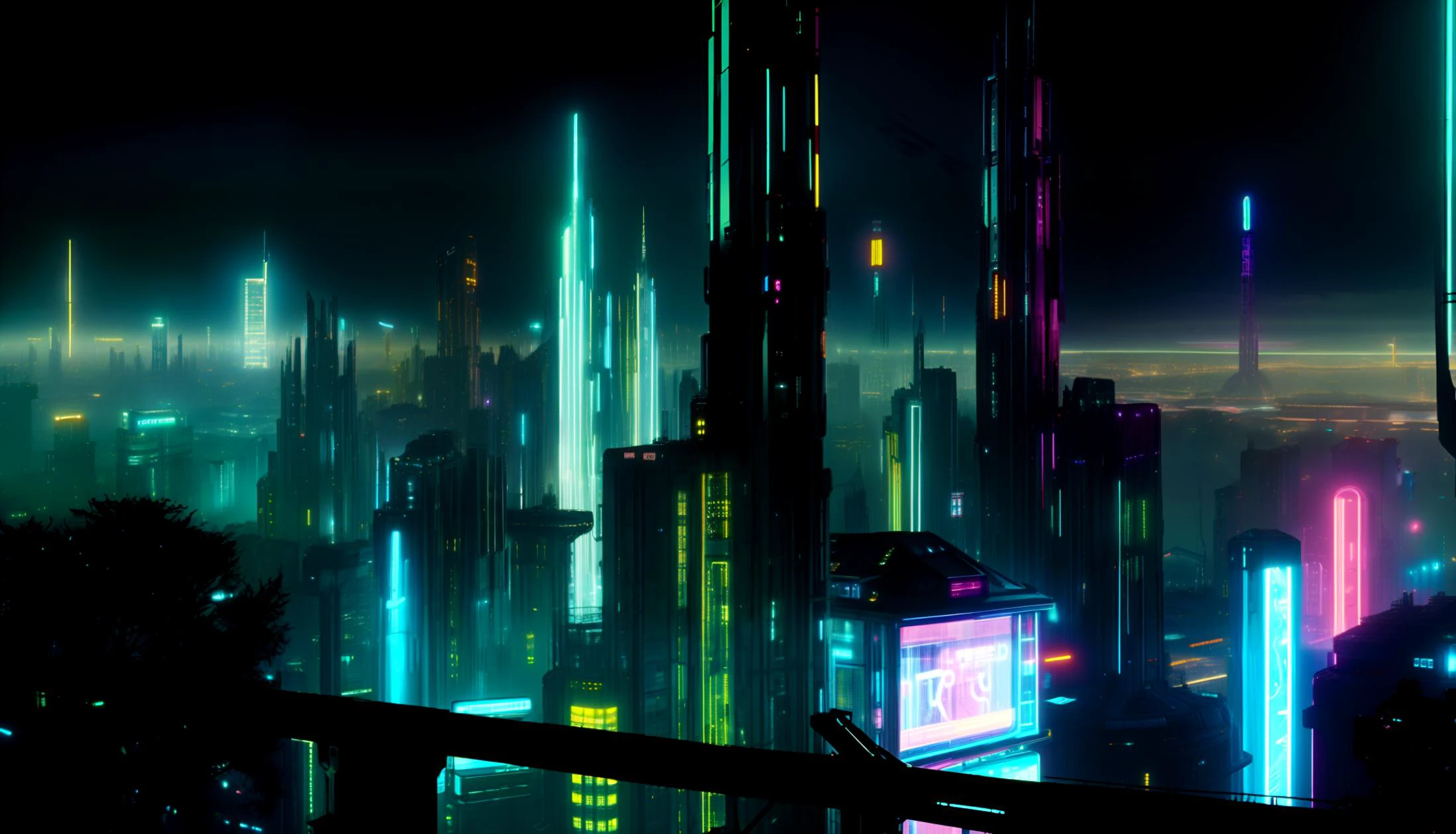 wide angle photo raw digital image detailed HQ vista horizon bladerunner from above, dystopian noir cyberpunk William Gibson city lights, skyscrapers silhouettes <lora:Hyper detailer - v0.95:0.4> <lora:Blader1:1> neon electronics large flat screen tv, billboard, dark brooding atmosphere balcony tower crane suspension bridge yellow_signs police lights pyramid \(structure\), tokyo skyline
