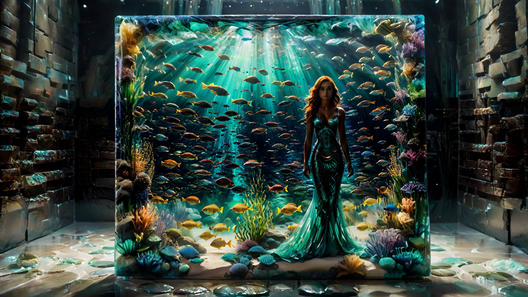 solo, (A mermaid's sanctuary:0.5) (Palette Knife Painting:1.3), high resolution <lora:balanced lighting image enhancer v1.04:1> <lora:gl4sst3rXLP:1> <lora:hands:1>, cinematic film still of <lora:perfection style:0.9>, DSLR, 8k uhd, hdr, ultra-detailed, high quality, high contrast
