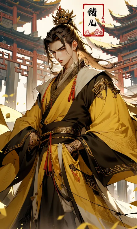 Epic CG masterpiece, A Chinese Tang dynasty emperor,by guopei Wuxia,handsome, MAX Masculinity, straight crown, golden Taoist robe, palace background, Tang dynasty, royal, dynamic poses, stunning colors, 3D rendering, surrealism, cinematic lighting effects, realism, 00 renderer, super realistic,
<lora:~Q?-vY*[Proyal:1>