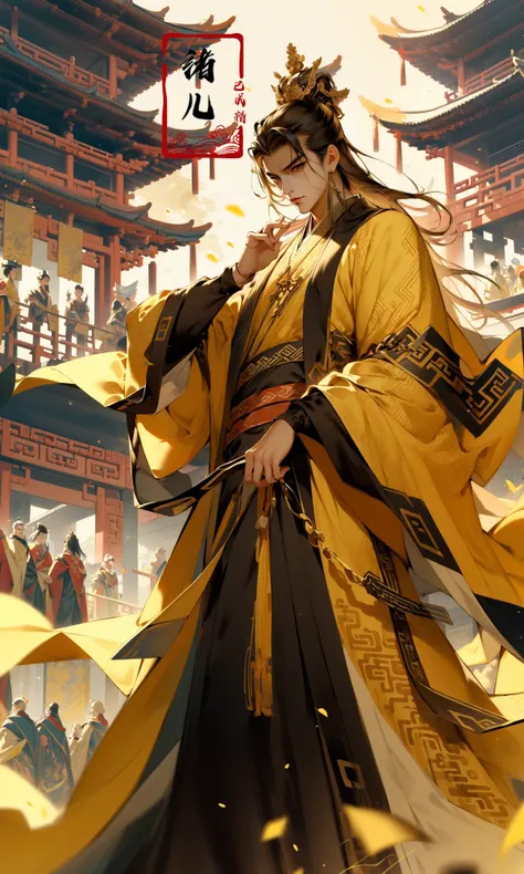 Epic CG masterpiece, A Chinese Tang dynasty emperor,by guopei Wuxia,handsome, MAX Masculinity, straight crown, golden Taoist robe, palace background, Tang dynasty, royal, dynamic poses, stunning colors, 3D rendering, surrealism, cinematic lighting effects, realism, 00 renderer, super realistic,
<lora:~Q?-vY*[Proyal:1>