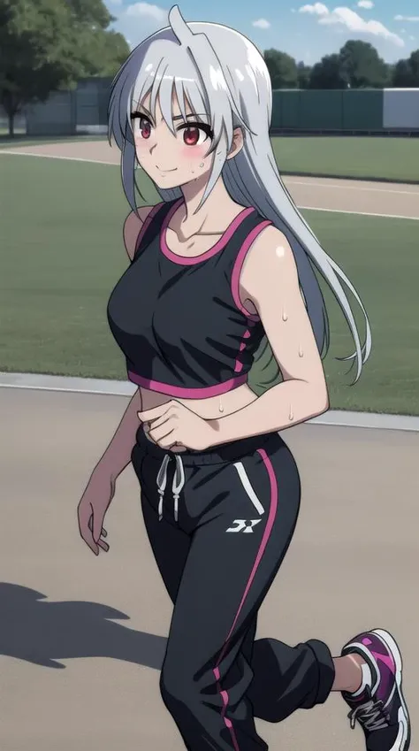 reinforce, 1girl, smile,
sweat, sweatpants,
outdoors, running, park,
<lora:nanoha-movie-2nd-reinforce:0.8>