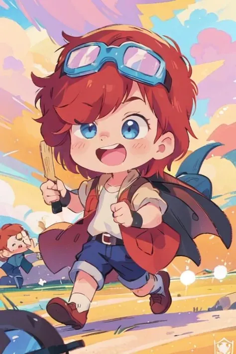 <lora:0089Hbat:1>,bat,1boy,solo,red hair,chibi,