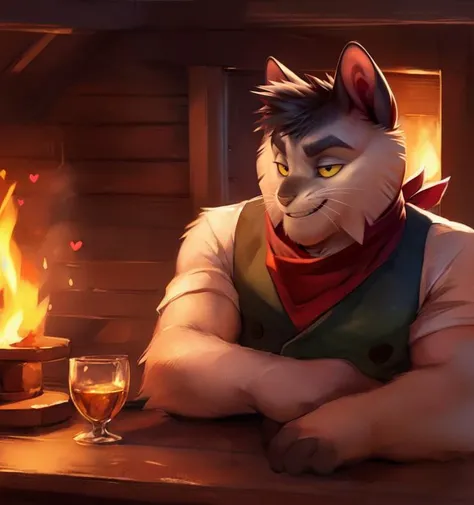 (by taran fiddler), (by darkgem:0.8), (by chunie:1), cat face, cat ears,cat nose,masterpiece, detailed fur, yellow eyes,colored sclera,seductive, looking at viewer, smile, confident look,dominant,(nico:1.2), (detailed pixar eyes:1.2), detailed eyes, male,male focus, , <slora:add_detail:1>, <lora:nico-50:1>, looking at camera, belly light,bonifasko, front light, face lightingmanly,mature,black pupils,slit pupils,detailed background,spiked collar,punk,grin,menacing,