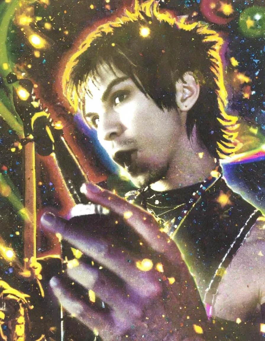 rock band frontman poster, professional photo, 90sgum, y2kmad <lora:90sgum_v0.0.2-cap-e30:0.75> <lora:y2kmad_v0.0.2:0.35>
