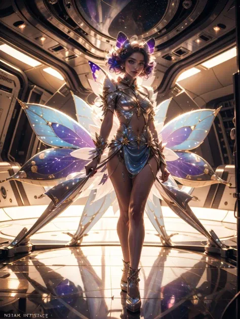 <lora:TCTH-Fairy:0.6> fairy, butterfly_wings,gem,standing,full body,vibrant colors, (((on a spaceship, spacecraft interior))), soft lighting,gorgeous light and shadow,