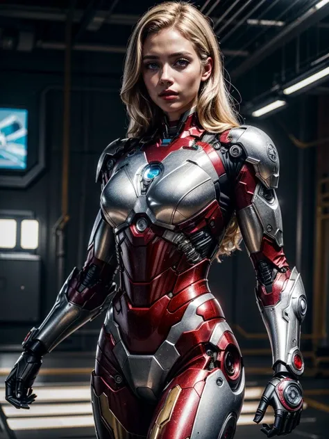 (best quality), (masterpiece), (horror), (bloody), Ironman, (brown messy hair), (tired and weak face, busted lips, bleeding lips),(perfect body, perfect boobs, perfect thighs), ((dirty and bloody skin)),(tears, blood, bruises on face and body, blood flowing from head and face, injuries on body, damaged), (wearing Ironman suit, broken parts, cracked arc reactor damaged, cracked and damaged armours), (kneeling weakly), dark lighting, foggy and smoky, 8k resolution, high saturation, low exposure,  destroyed and burning city surrounding