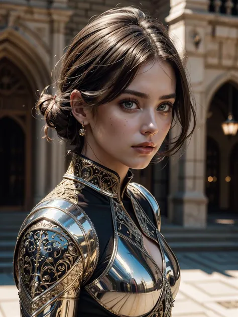 (masterpiece), (extremely intricate:1.3), (realistic), portrait of a girl, the most beautiful in the world, (medieval armor), metal reflections, upper body, outdoors, intense sunlight, far away castle, professional photograph of a stunning woman detailed, sharp focus, dramatic, award winning, cinematic lighting, octane render, unreal engine, volumetrics dtx, (film grain)