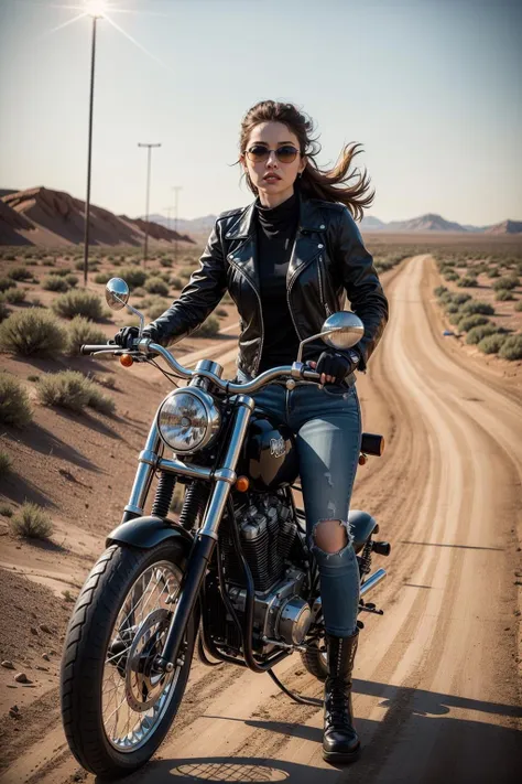 (masterpiece:1.2, best quality), female biker gang. armed and dangerous. mad max fashion style. desert apocalypse background, cinematic lighting.