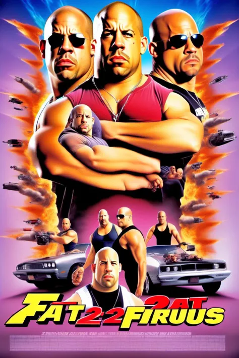 poster of 2 Fat & 2 Furious starring Vin Diesel, <lora:Movieer:1>