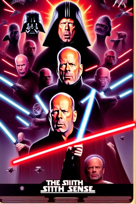 poster of "The Sith Sense" starrying Bruce Willis. Movieer page. Star Wars Side Story,<lora:EMS-251729-EMS:1.000000>